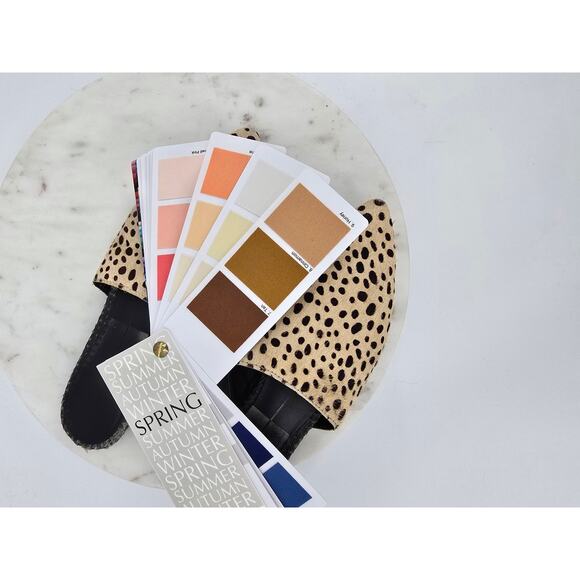 Dolce Vita Ekko Leopard Calf Hair Pointed Toe Slides - Picture 10 of 10